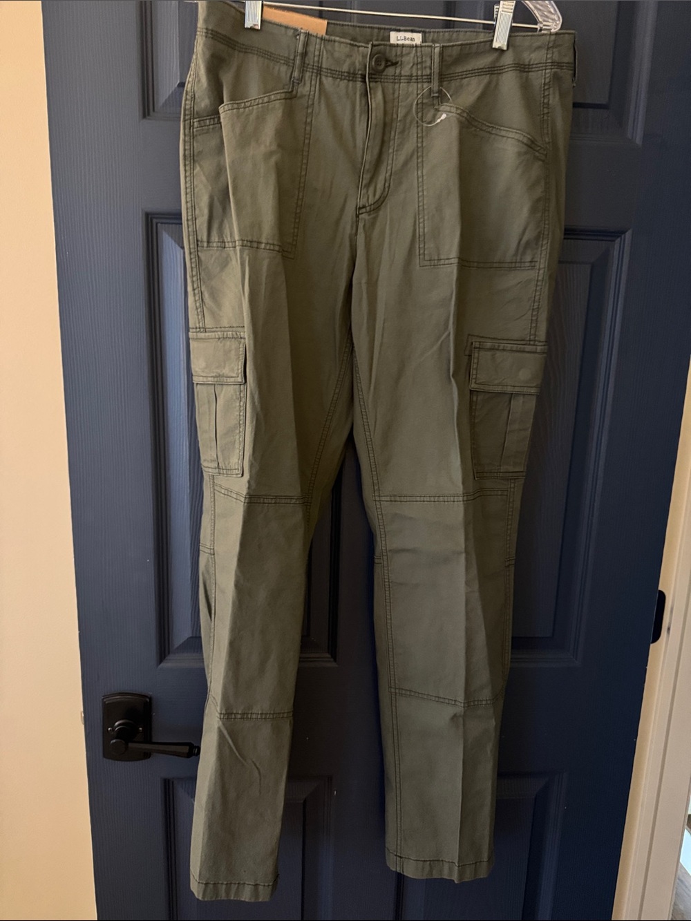 L.L. Bean Olive Cargo Slim Straight Pants